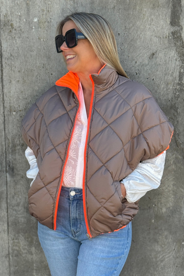 Macy Neon Sleeveless Quilted Gilet