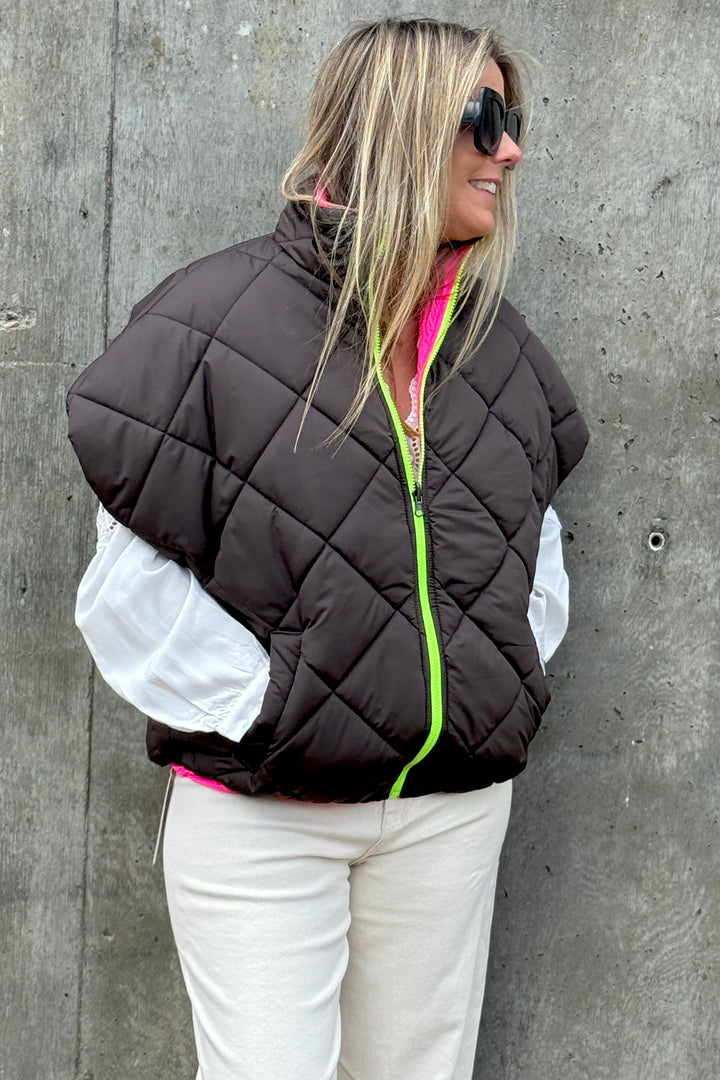 Macy Neon Sleeveless Quilted Gilet