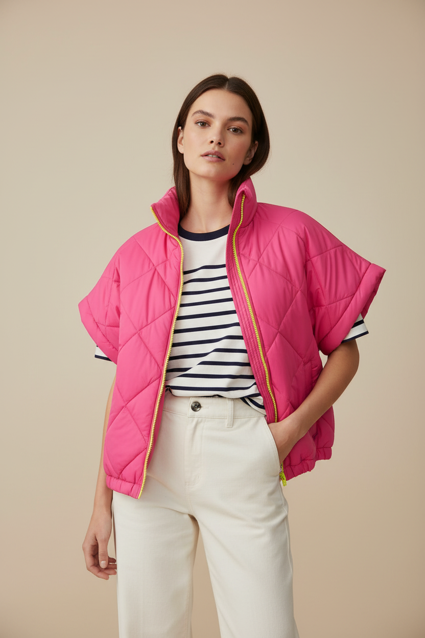 Samantha Neon Pink Sleeveless Quilted Gilet
