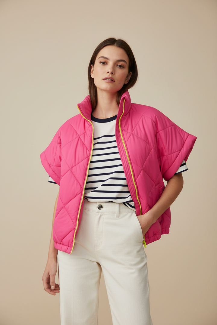 Samantha Neon Pink Sleeveless Quilted Gilet