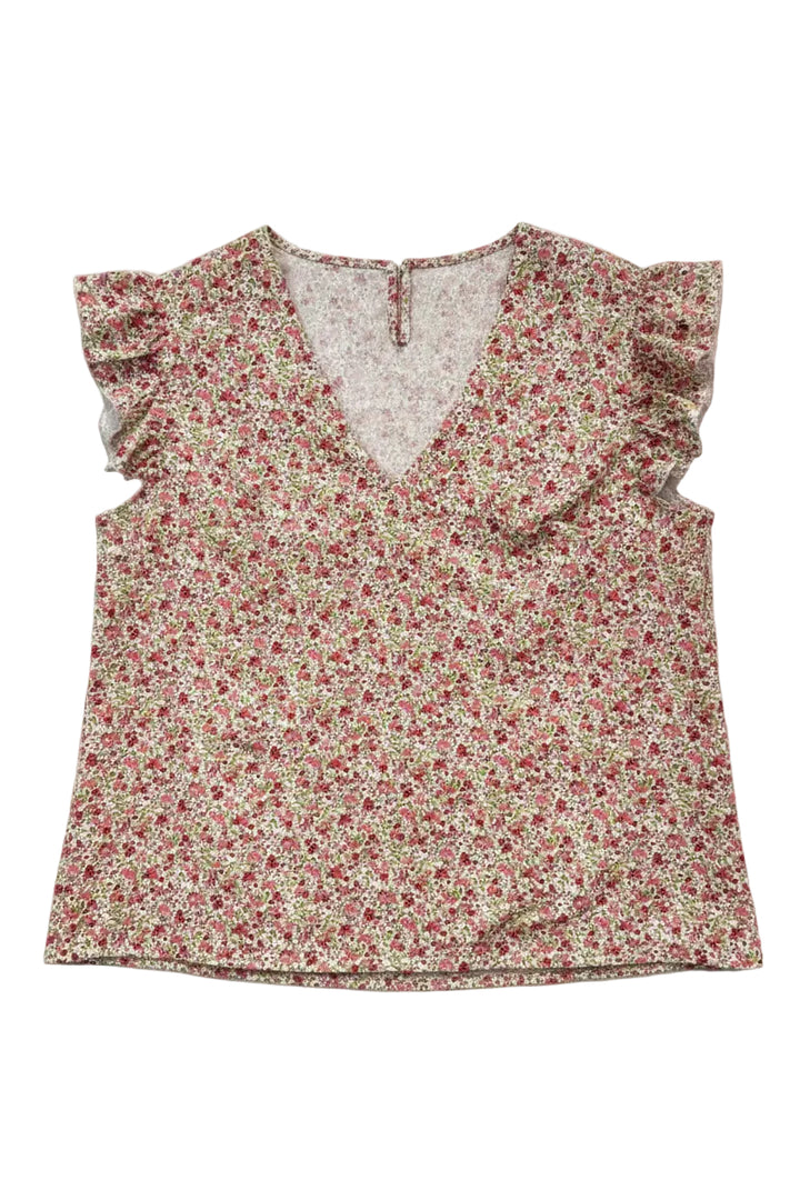 Deliah Ditsy Print Frill Cap Sleeve Top