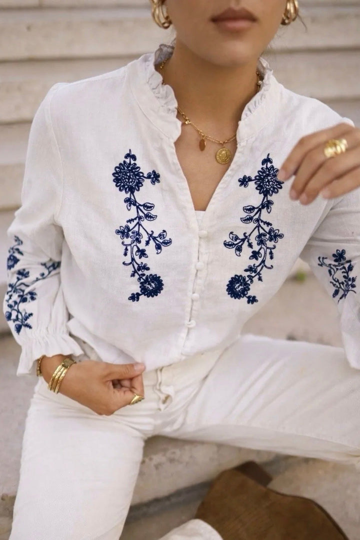 Iona Blue Embroidered Blouse