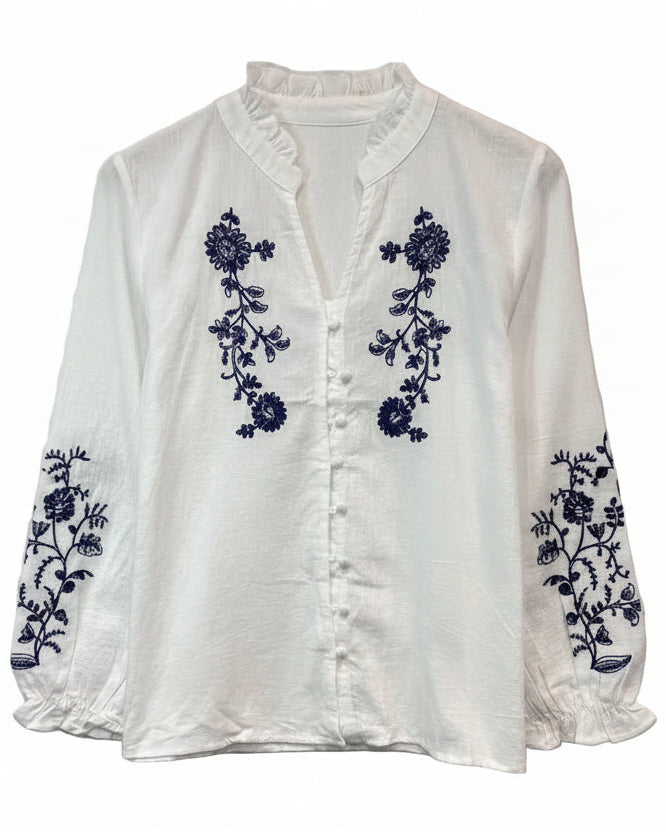 Iona Blue Embroidered Blouse