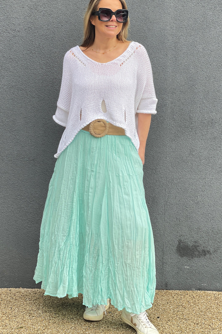 Antibes Cotton Maxi Skirt | Turquoise