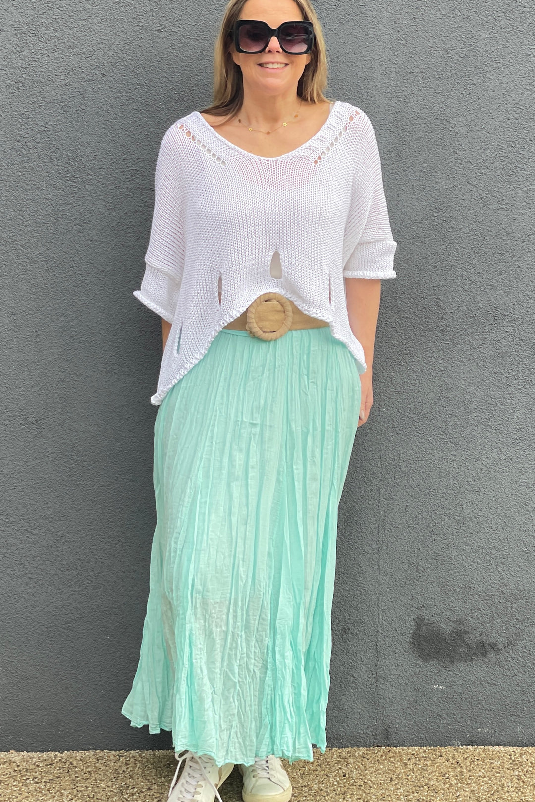 Antibes Cotton Maxi Skirt | Turquoise