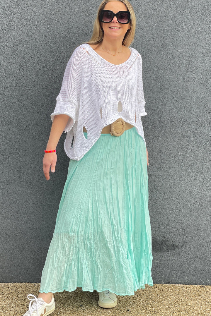 Antibes Cotton Maxi Skirt | Turquoise