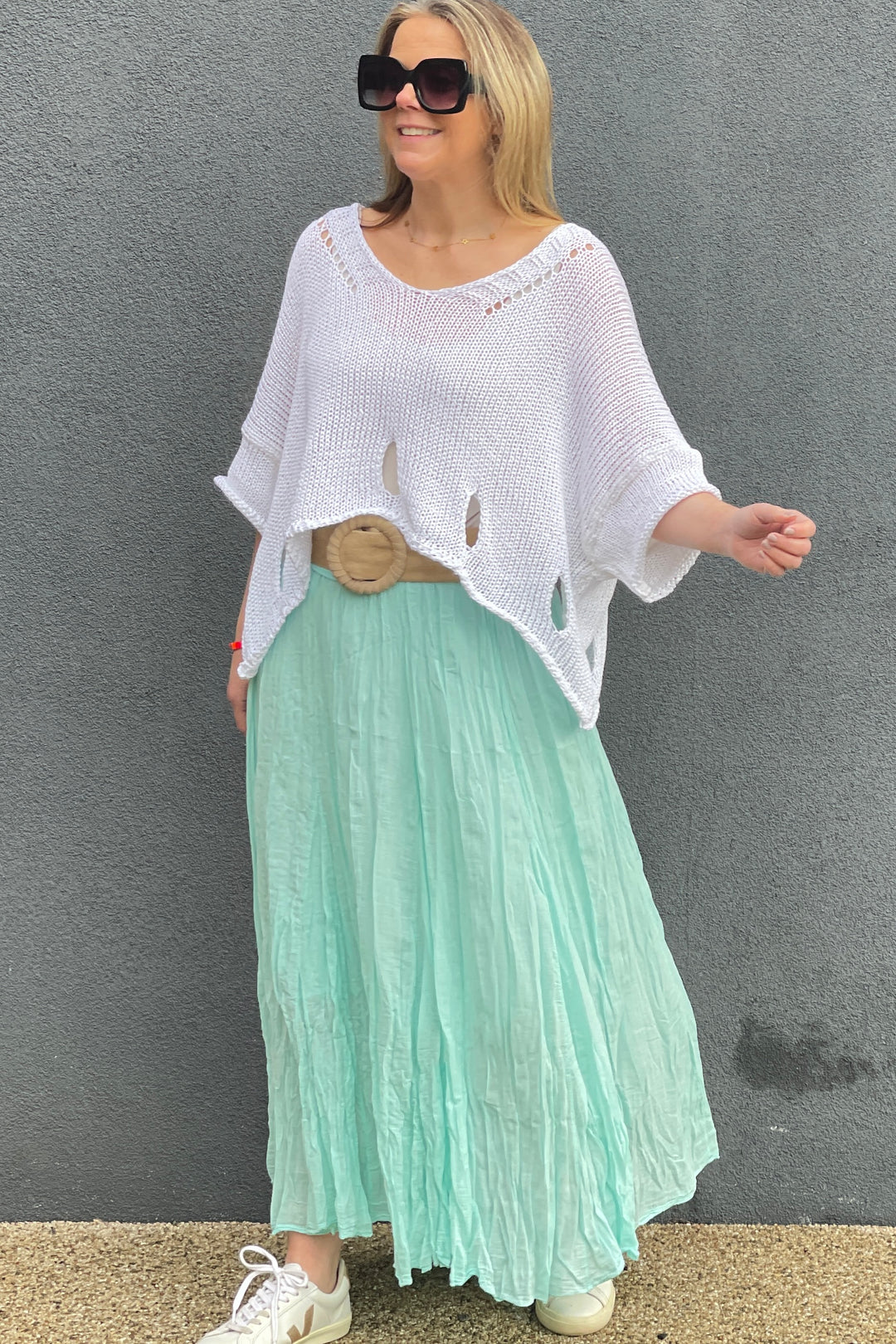 Antibes Cotton Maxi Skirt | Turquoise