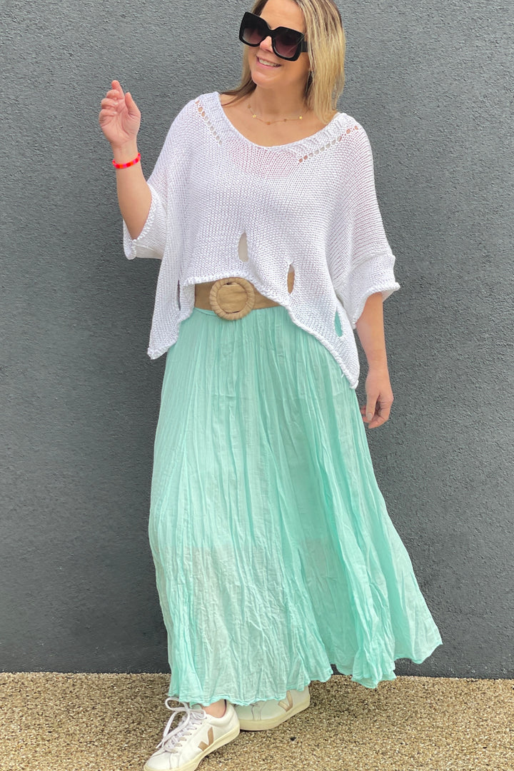 Antibes Cotton Maxi Skirt | Turquoise