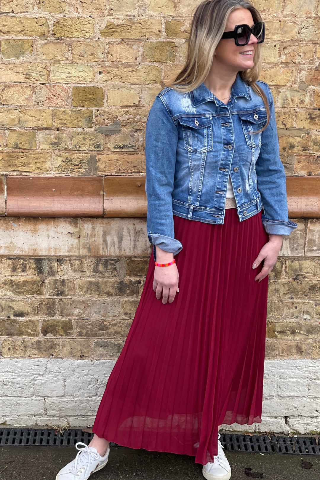 Pleated Maxi Skirt | Burgundy