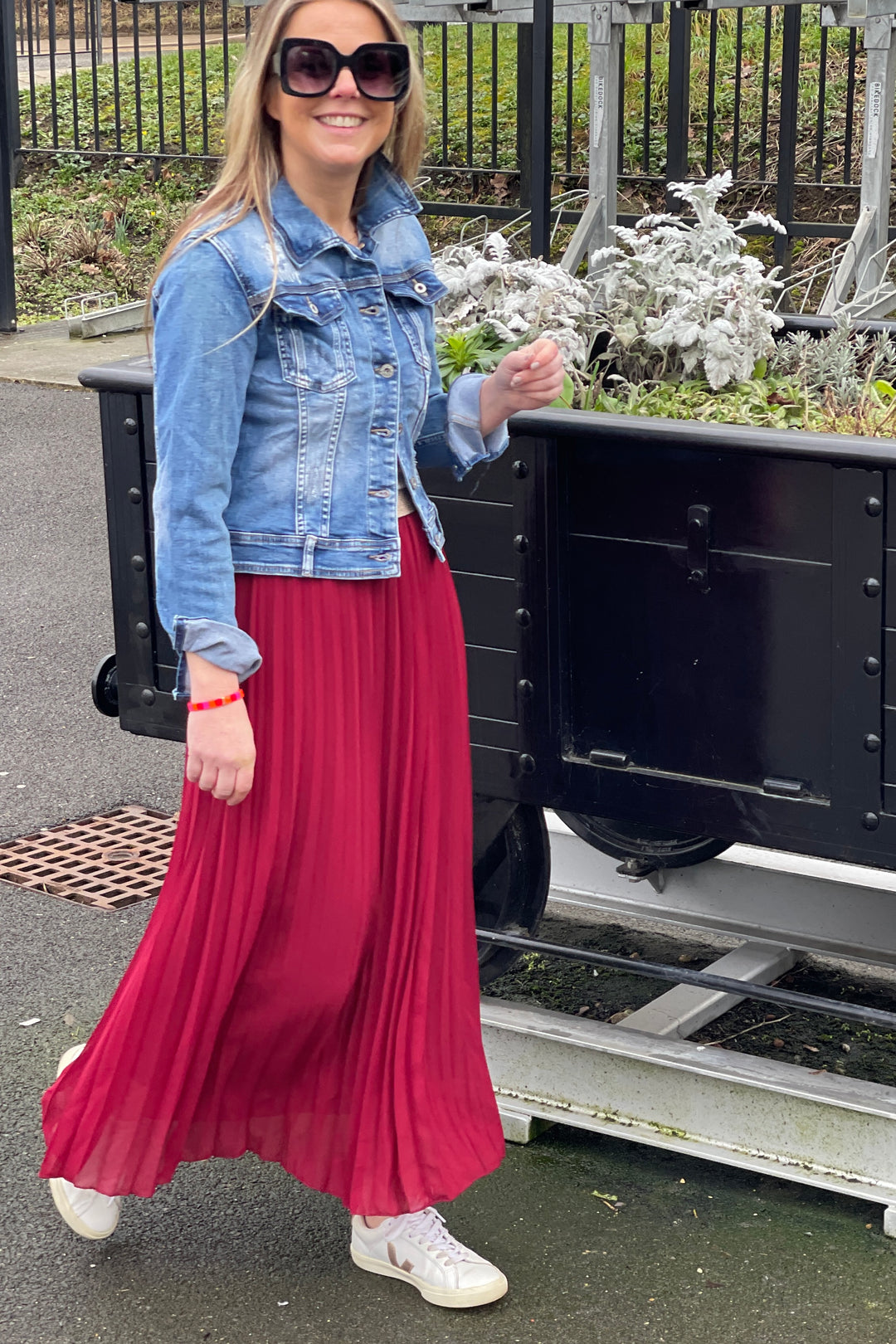 Pleated Maxi Skirt | Burgundy