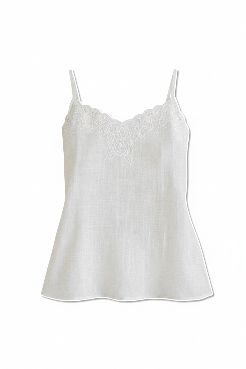Leah White Embroidered Camisole Top