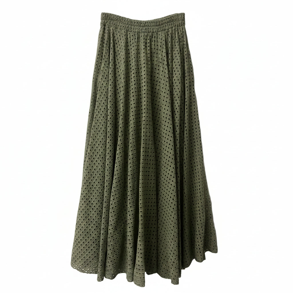 Bonnie Broderie Maxi Skirt (White or Khaki)