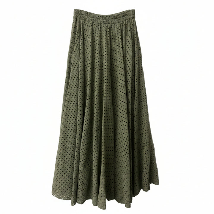 Bonnie Broderie Maxi Skirt (White or Khaki)