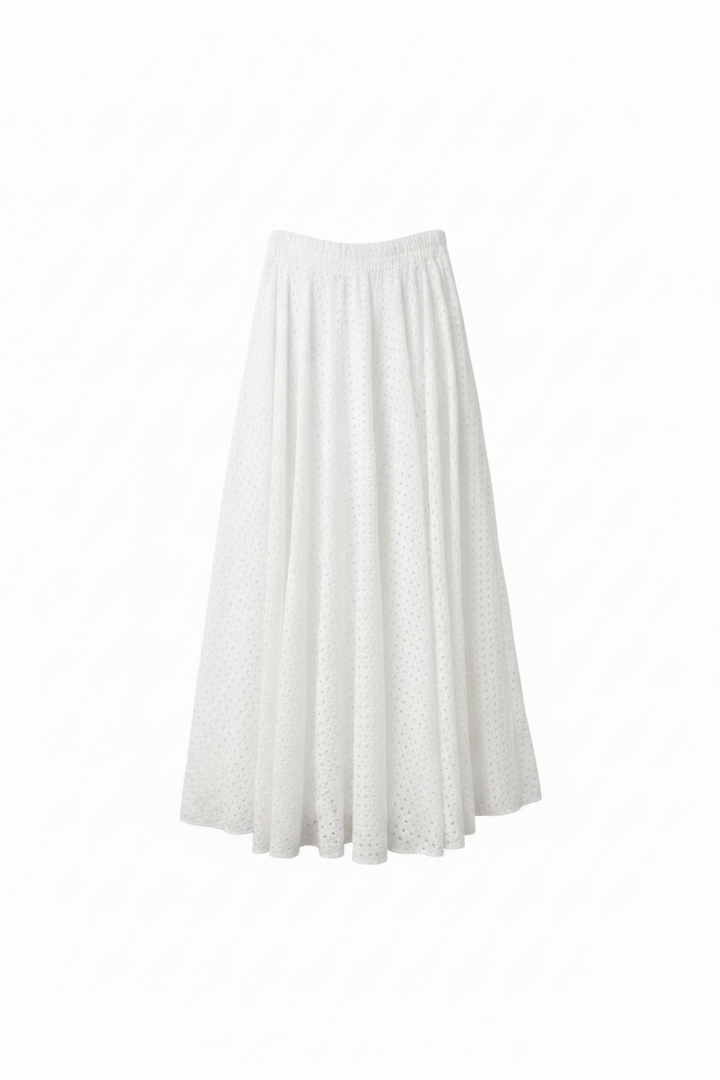 Bonnie Broderie Maxi Skirt (White or Khaki)