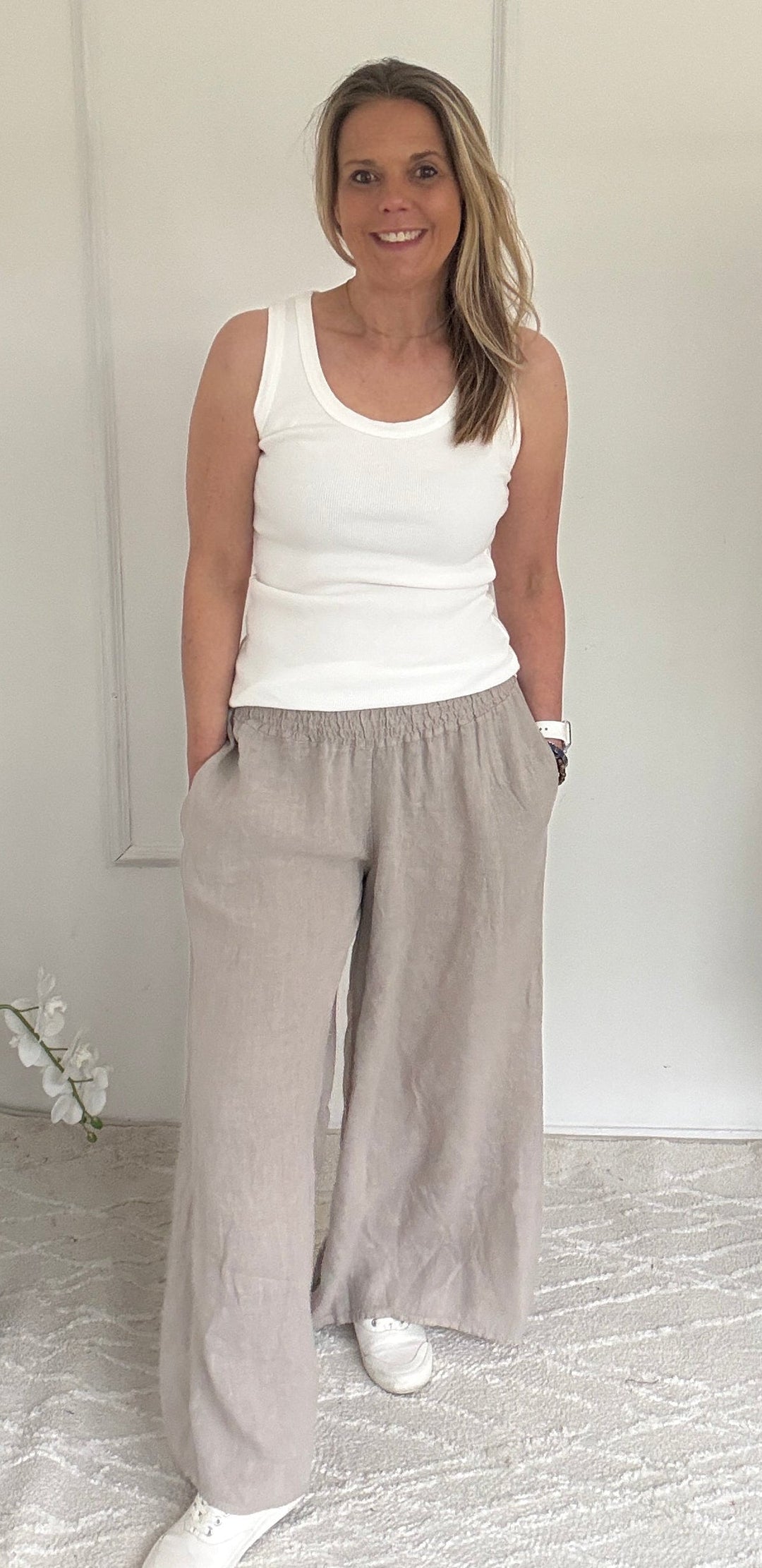 Emily Palazzo Wide Leg Linen Trousers