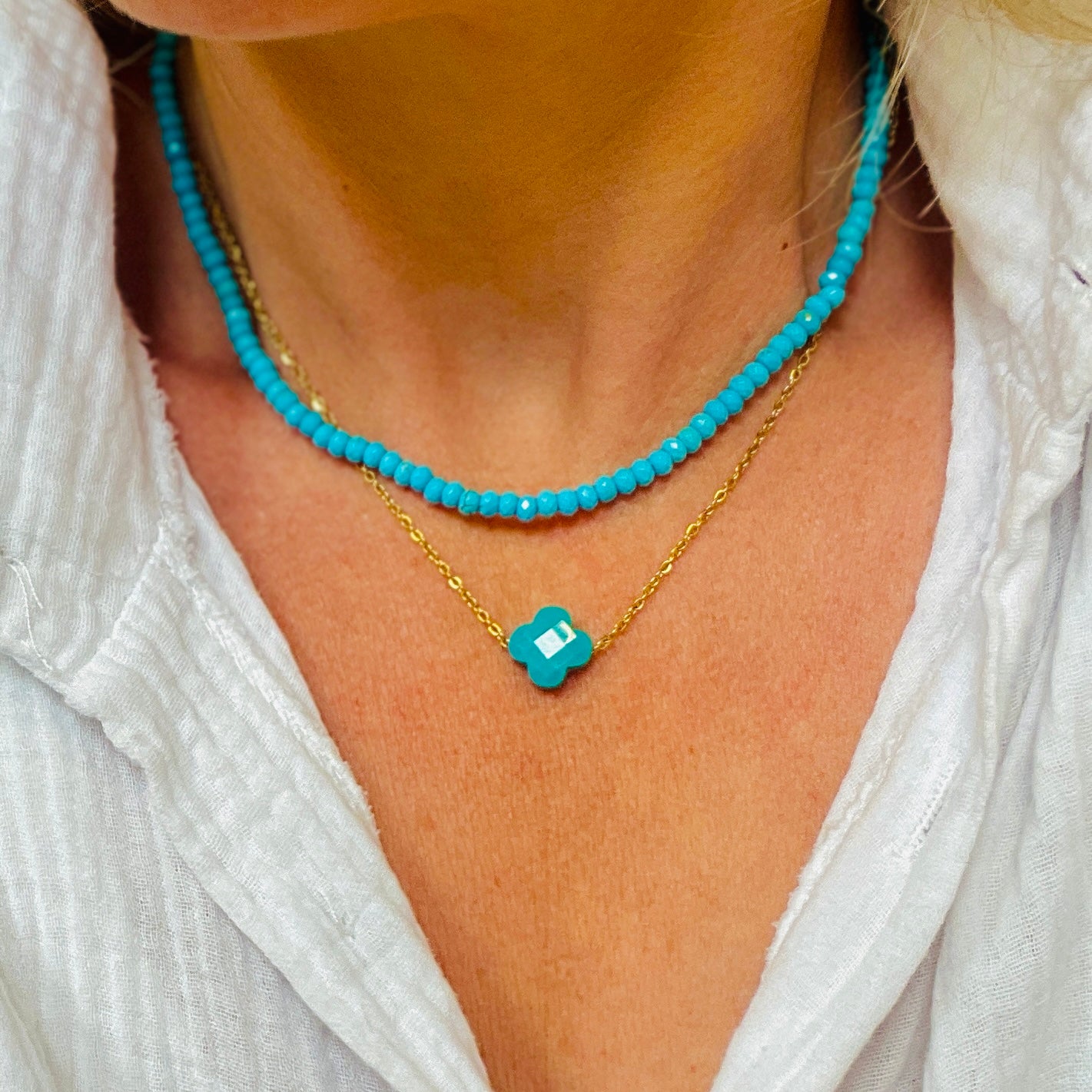 Beaded Choker Necklace | Turquoise