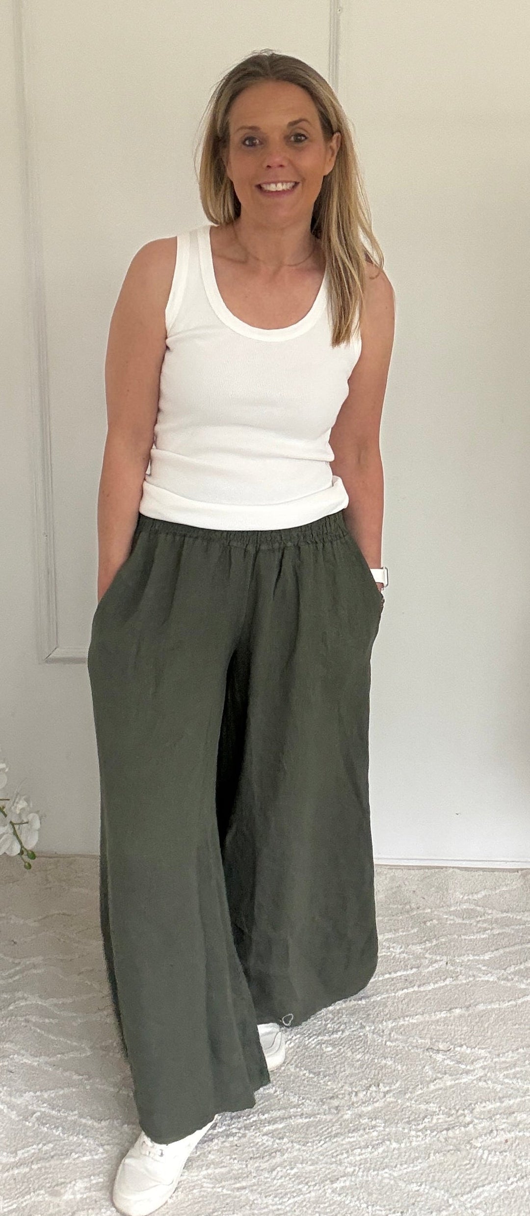 Emily Palazzo Wide Leg Linen Trousers