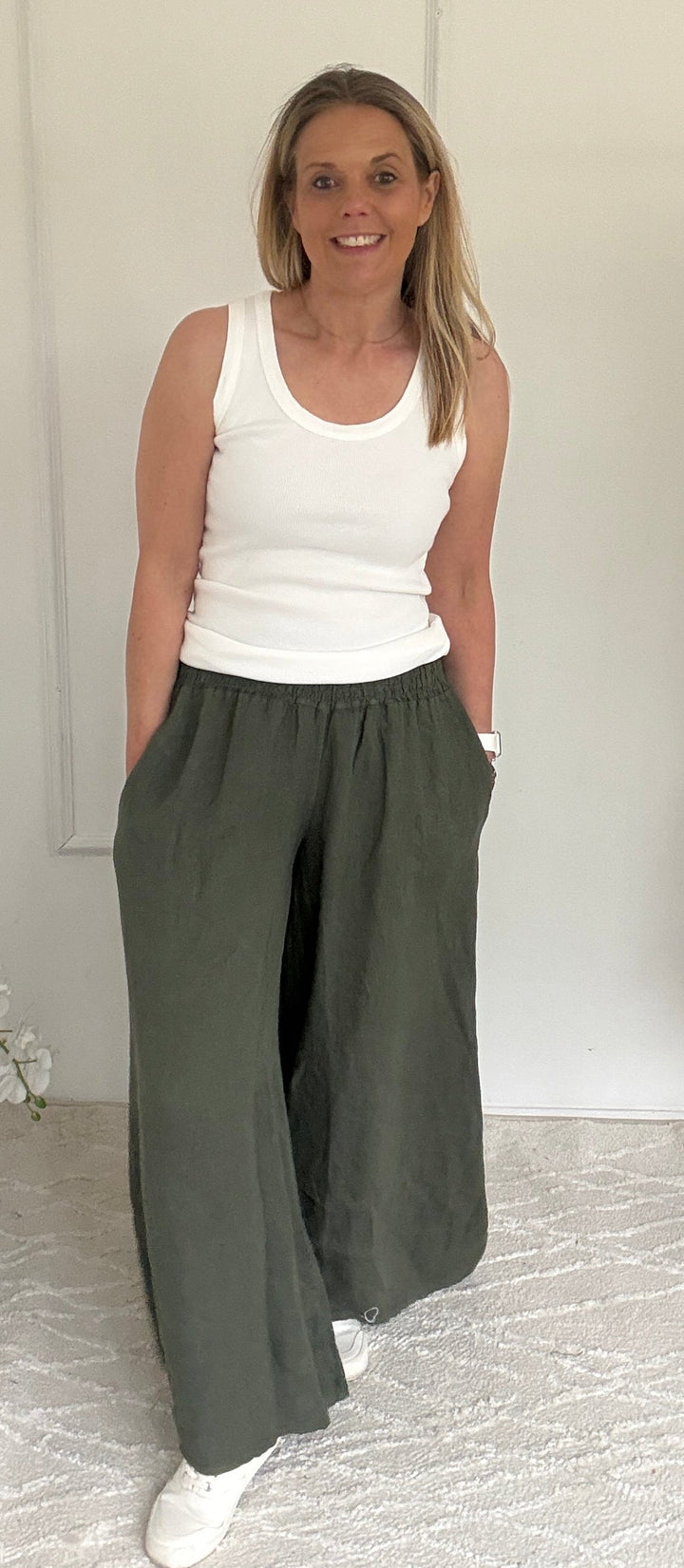 Emily Palazzo Wide Leg Linen Trousers