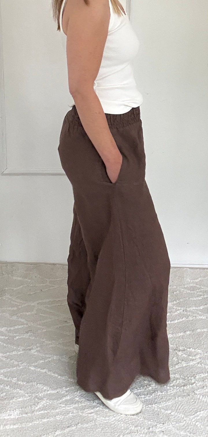 Emily Palazzo Wide Leg Linen Trousers
