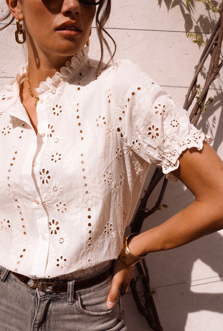 Faye Broderie Blouse (Cream)