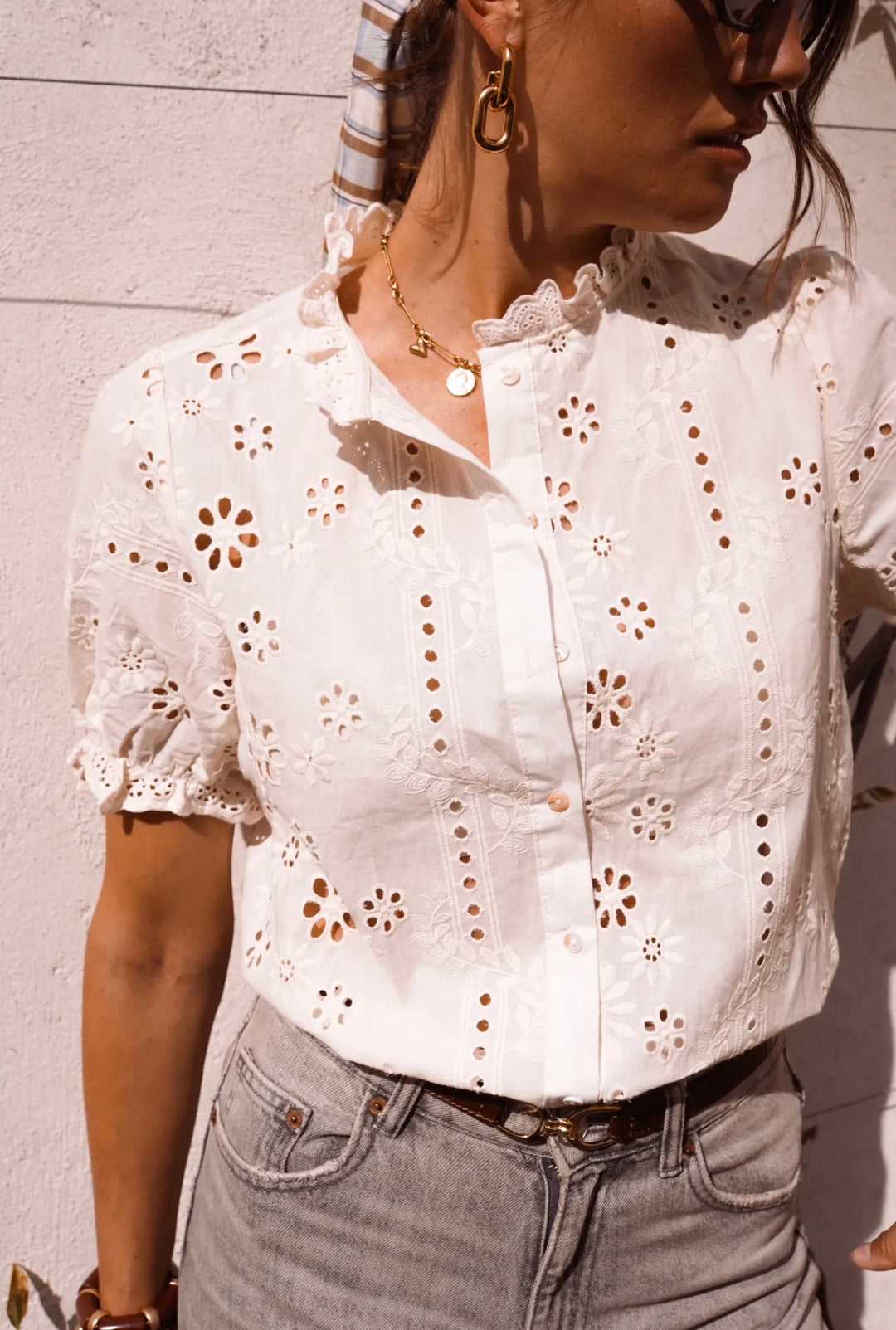 Faye Broderie Blouse (Cream)