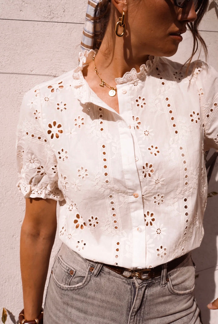 Faye Broderie Blouse (Cream)