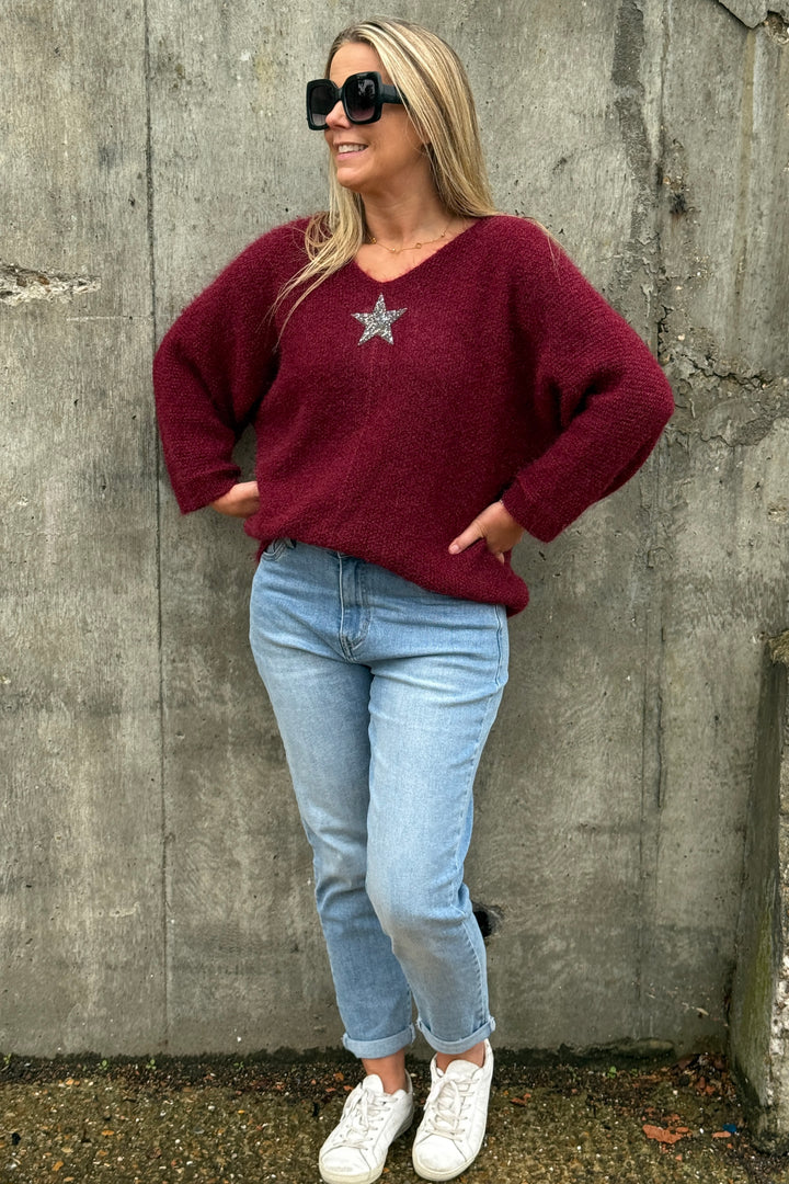 Estelle Star Soft Knit V Neck Jumper