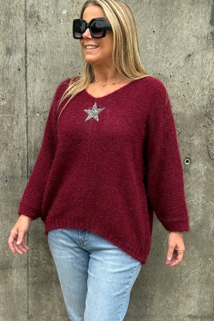 Estelle Star Soft Knit V Neck Jumper