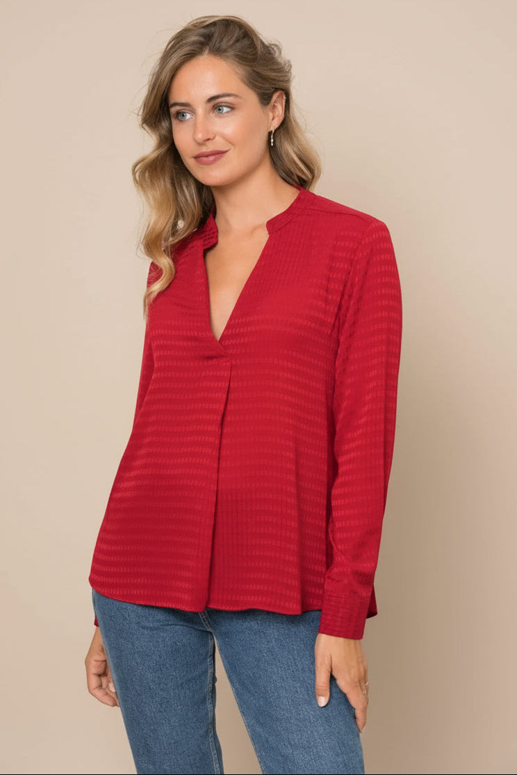 Larissa V Neck Red Blouse
