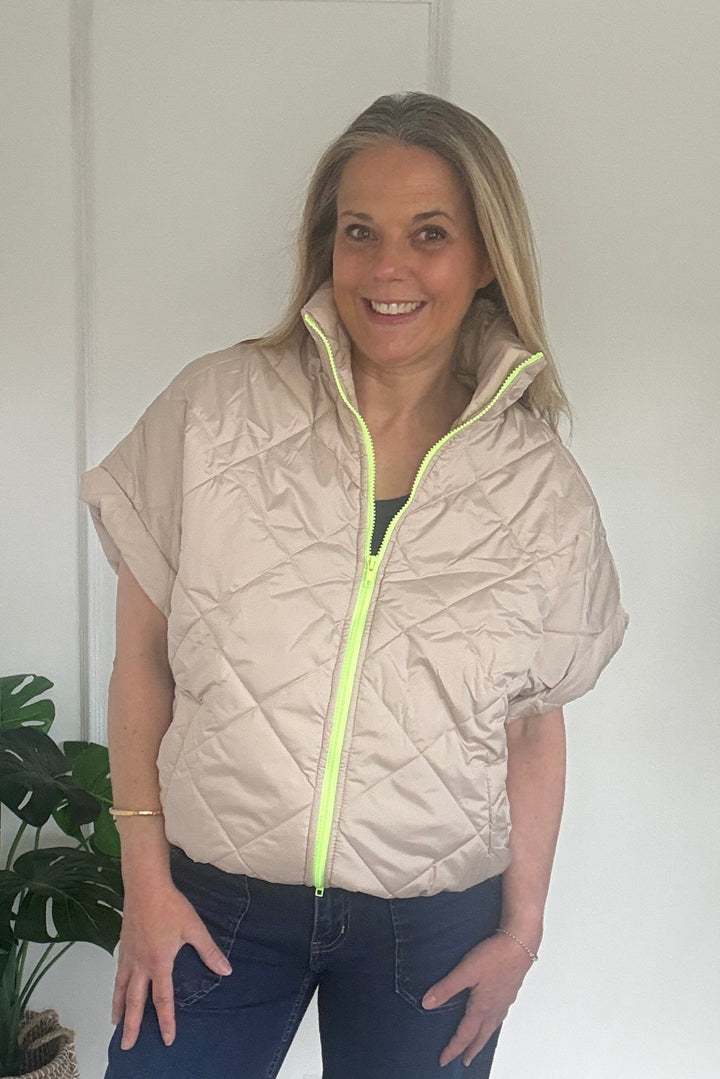 Samantha Beige Sleeveless Quilted Gilet