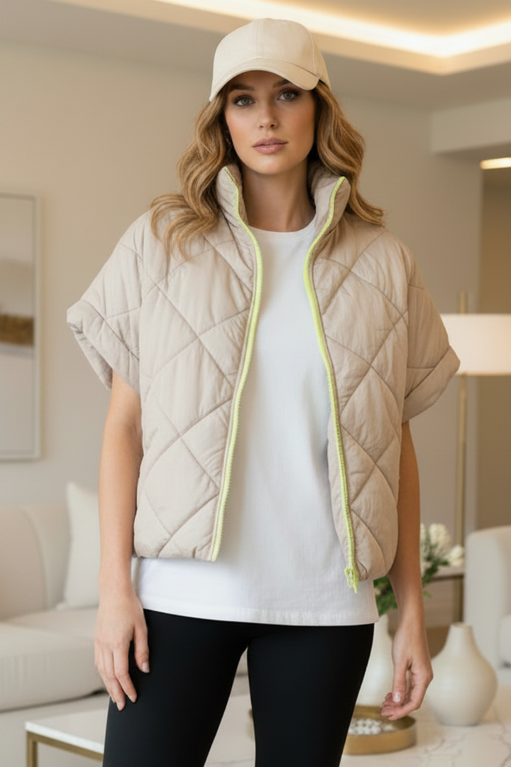 Samantha Beige Sleeveless Quilted Gilet
