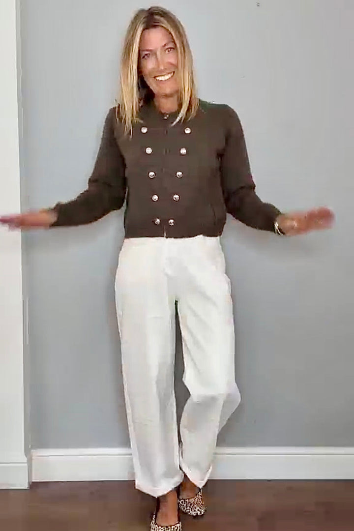 Tasmin Military Khaki Zip Cardigan