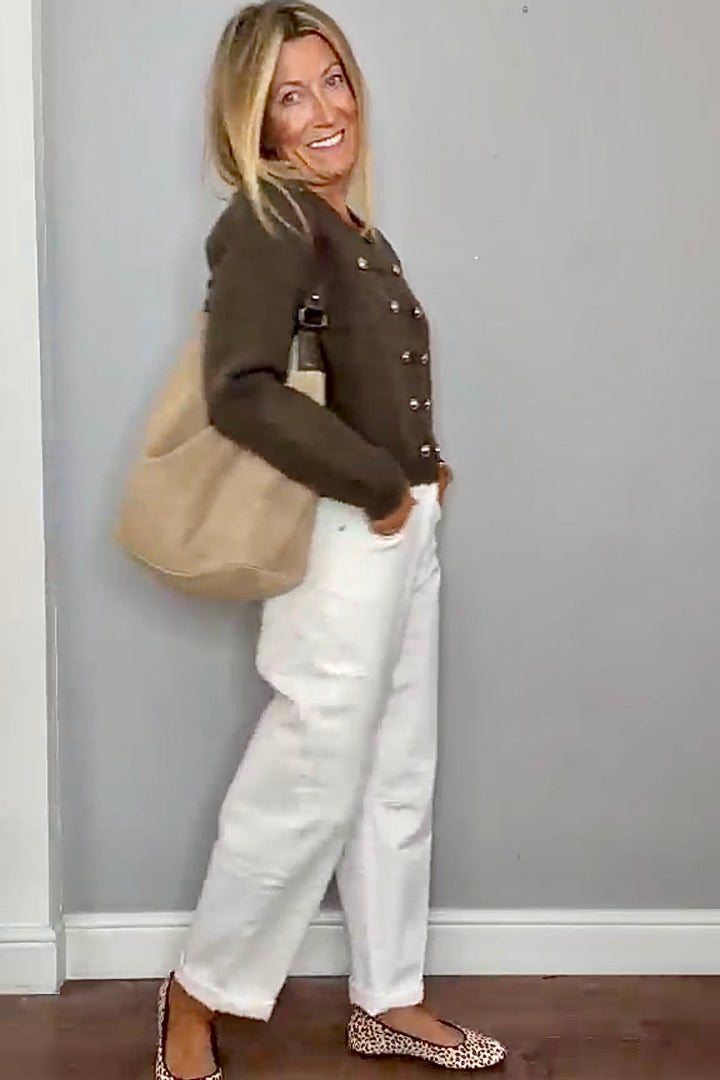Tasmin Military Khaki Zip Cardigan