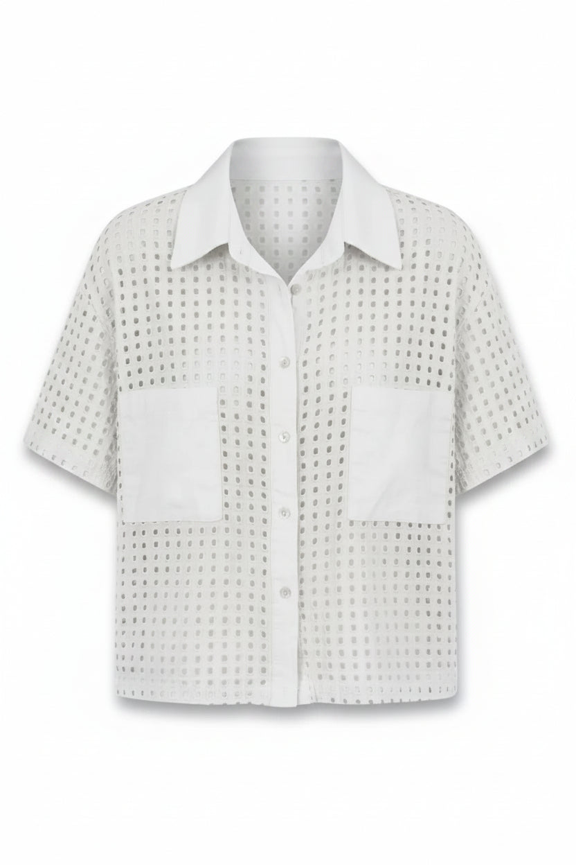 White perforated shirt on a white background