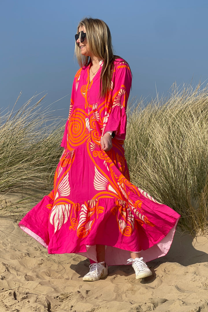 Mel Maxi Dress | Hot Pink x Coral