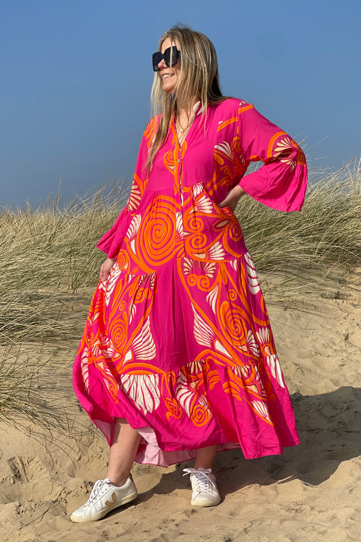 Mel Maxi Dress | Hot Pink x Coral