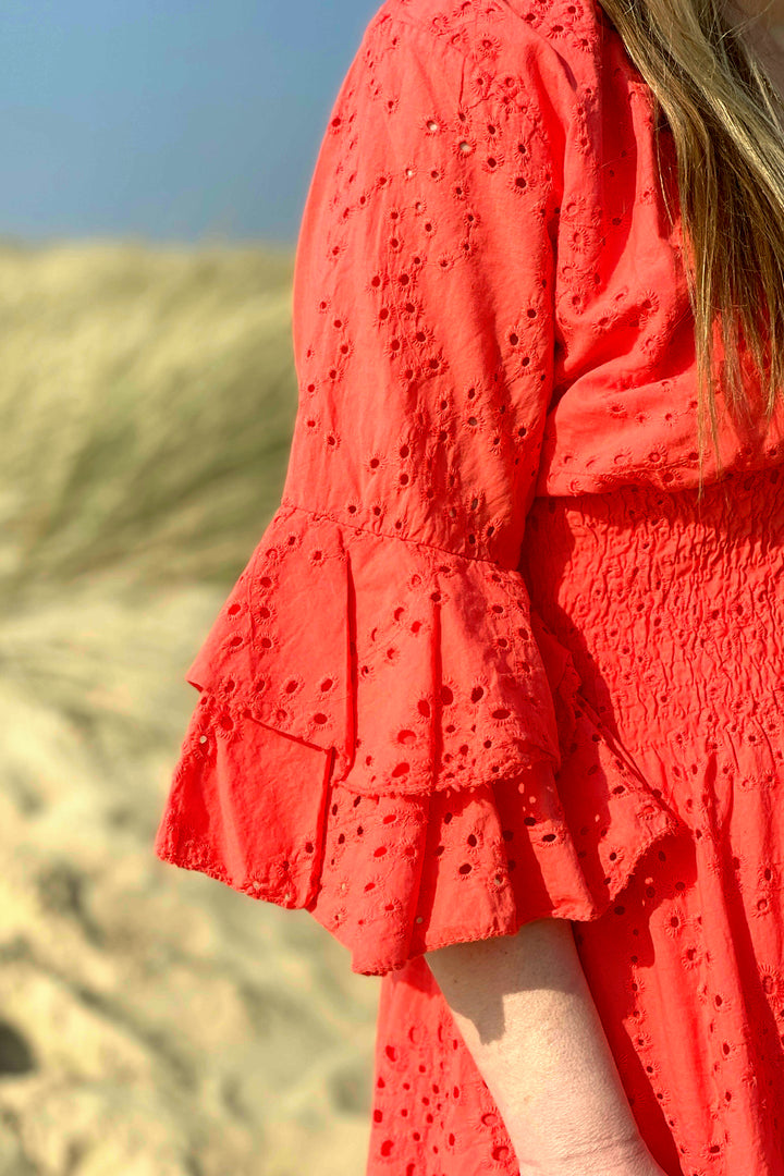 Amalfi Broderie Maxi Dress | Coral