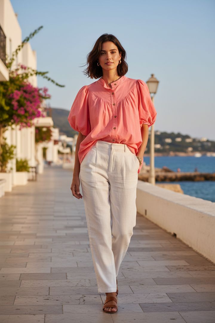 Tate Neon Coral Blouse