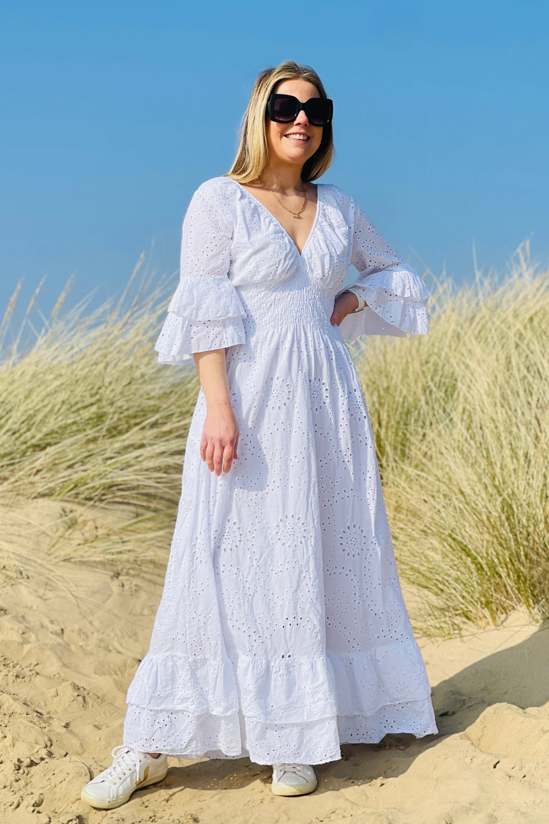 Amalfi Broderie Maxi Dress | White