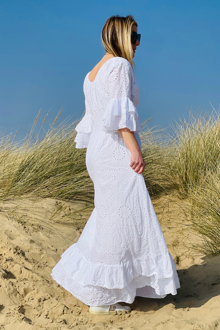 Amalfi Broderie Maxi Dress | White