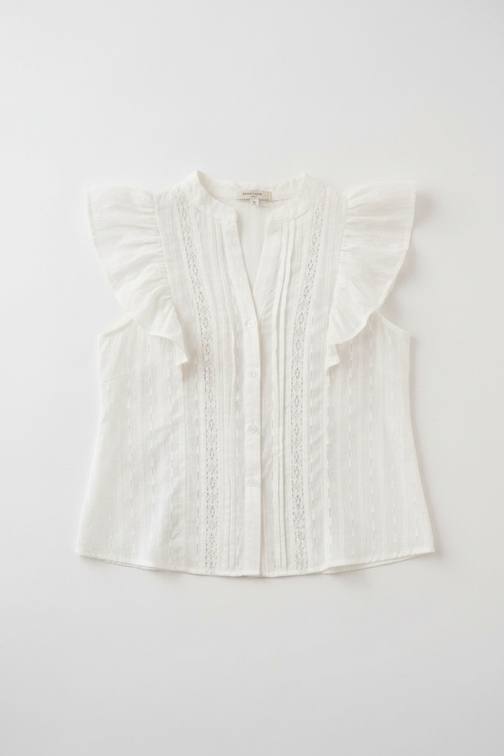 Laney White Cap Sleeve Embroidered Blouse