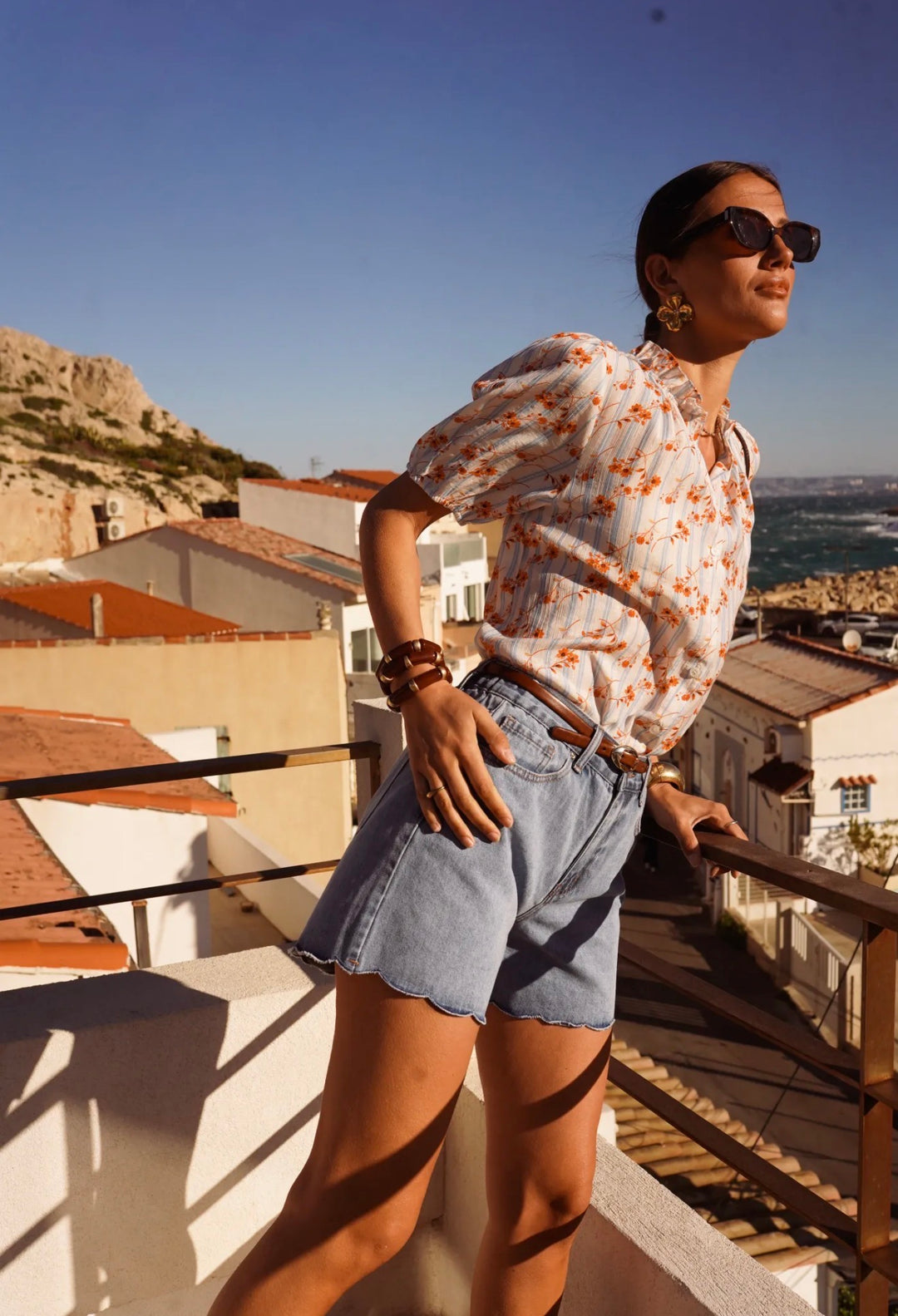 Agi Scalloped Hem Denim Shorts