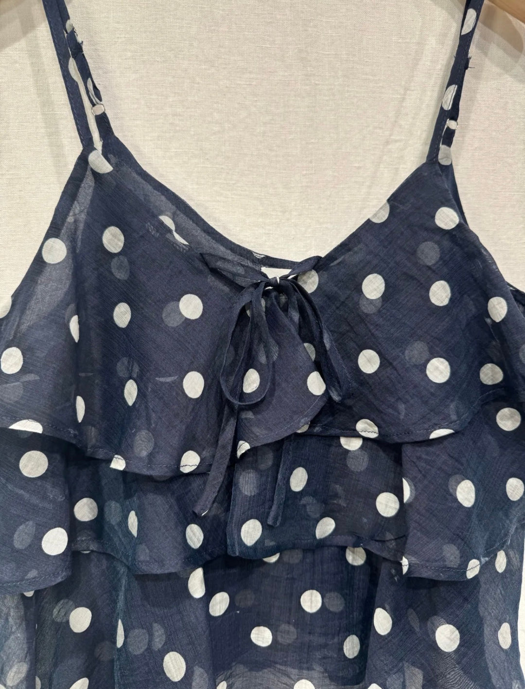 Lulu Polka Dot Ruffle Tiered Strap Top