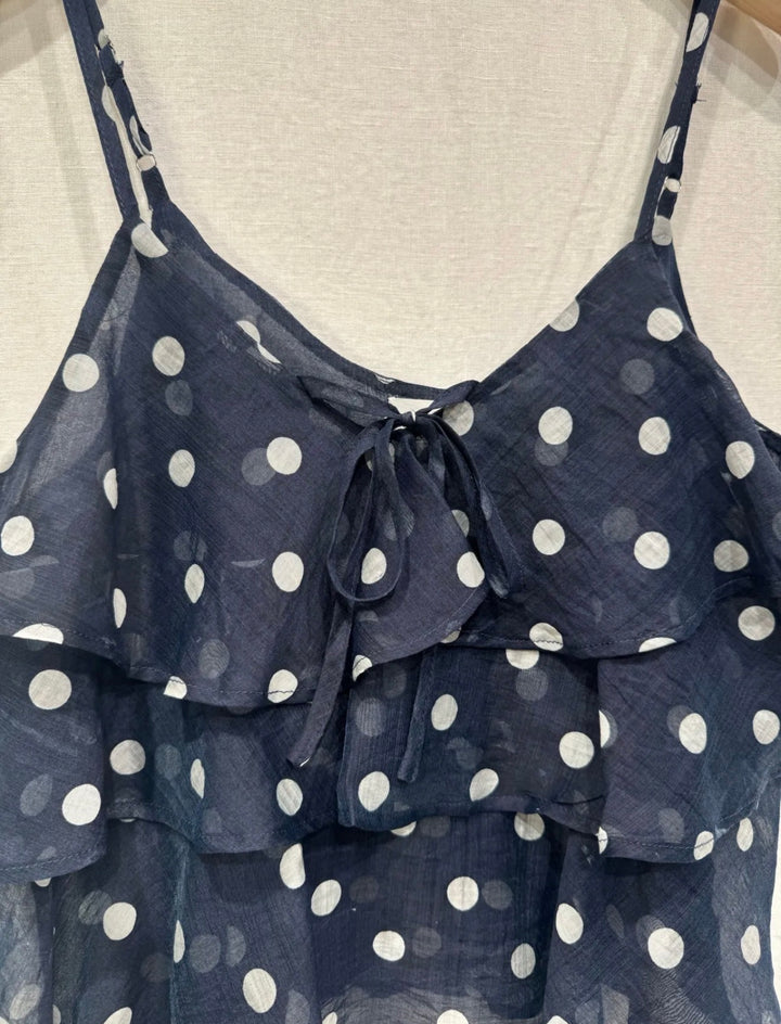 Lulu Polka Dot Ruffle Tiered Strap Top