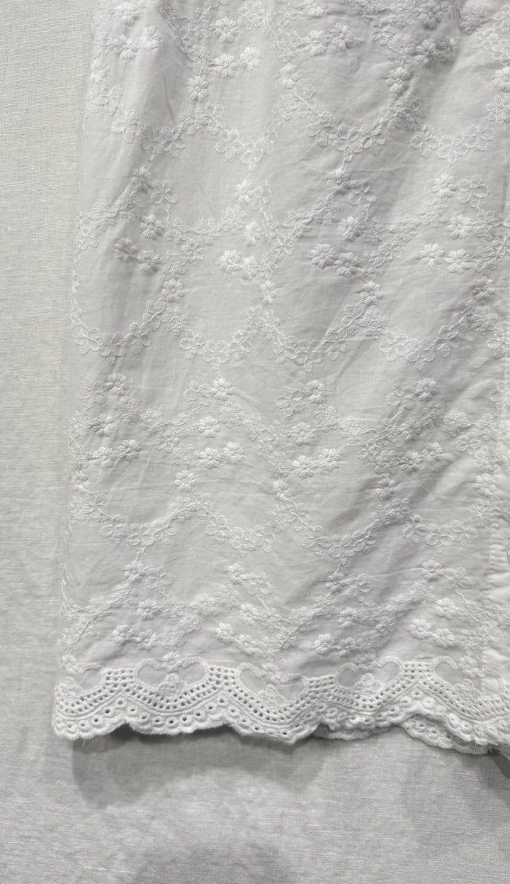 Kendal White Embroidered Sleeveless Blouse Top