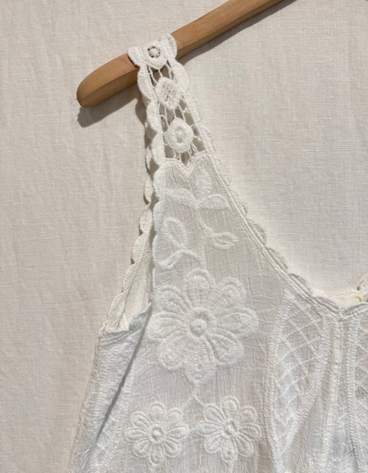 Bettina Boho Crochet White Vest Top