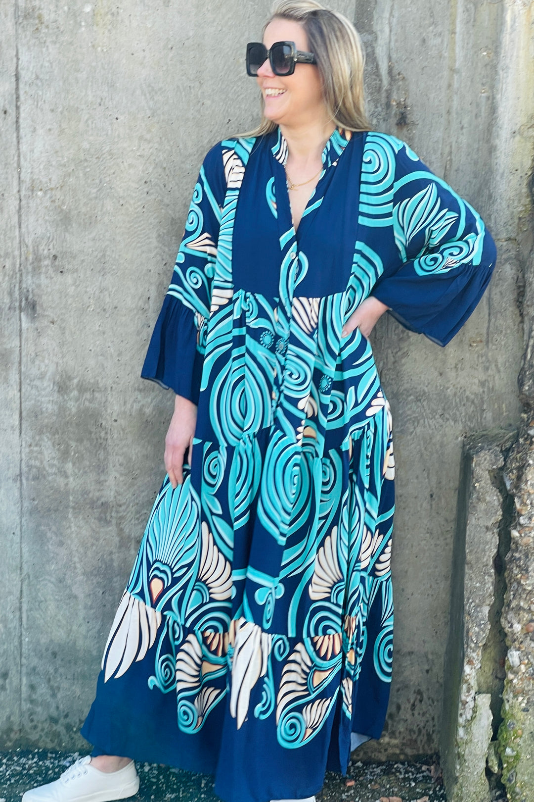 Mel Maxi Dress | Navy x Mint