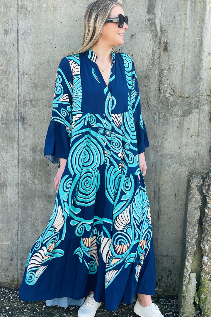 Mel Maxi Dress | Navy x Mint