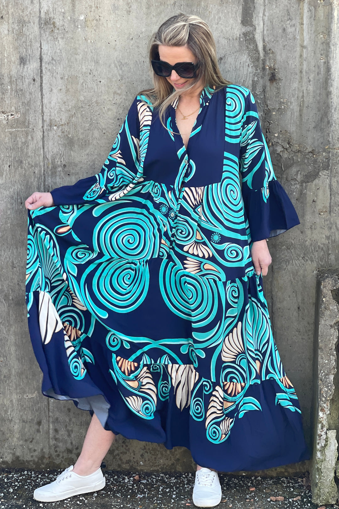 Mel Maxi Dress | Navy x Mint