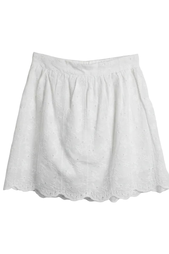 Maddie White Scalloped Embroidered Skort